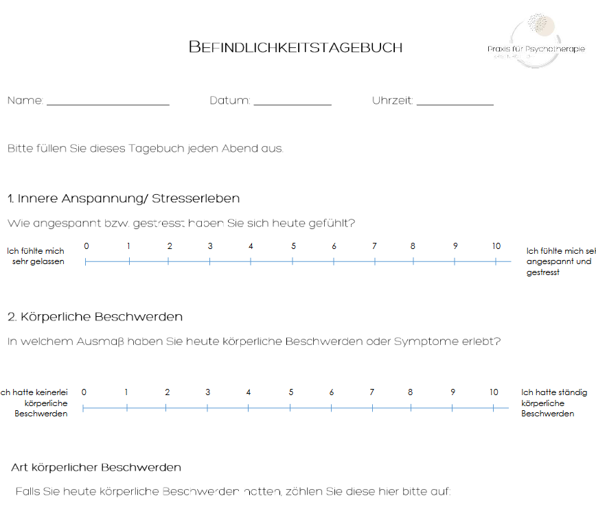Vorschau des Befindlichkeitstagebuchs